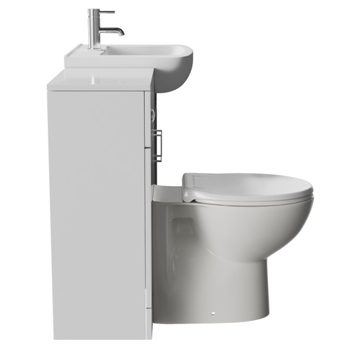 Modena Gloss White 1050mm 2 Door Vanity Unit Toilet Suite Side View