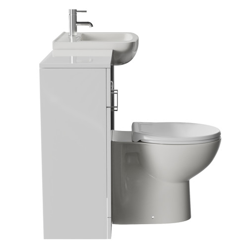 Modena Cento Gloss White 1250mm 2 Door Vanity Unit Toilet Suite Side View