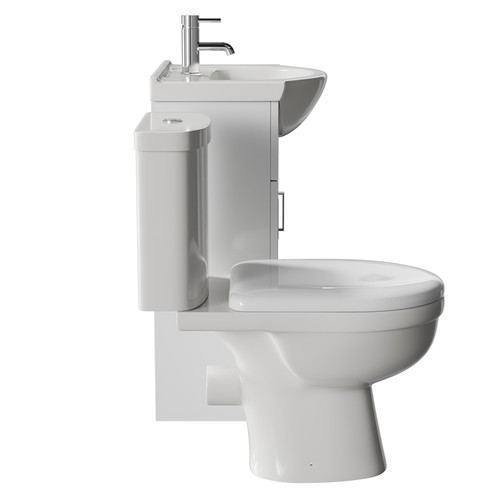 Alexander James Gloss White 550mm 2 Door Vanity Unit and Ideal Toilet Suite Side View