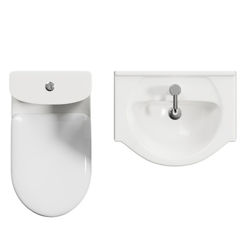 Alexander James Gloss White 550mm 2 Door Vanity Unit and Ideal Toilet Suite Top View