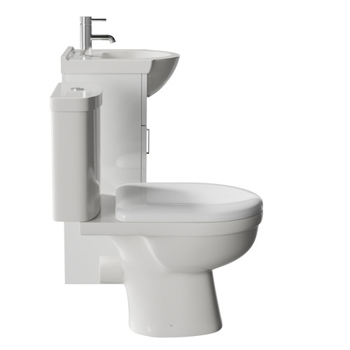 Alexander James Gloss White 450mm Single Door Vanity Unit and Ideal Toilet Suite Side View