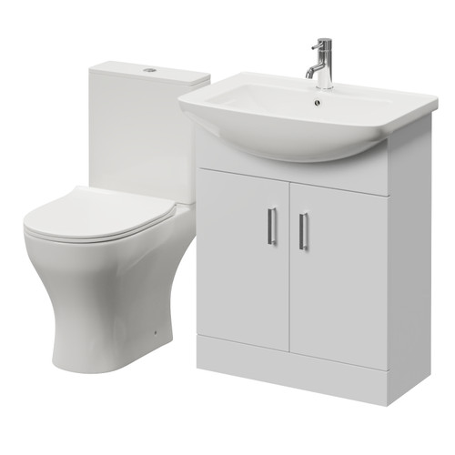 Modena Gloss White 650mm 2 Door Vanity Unit and Jubilee Toilet Suite Right Hand View
