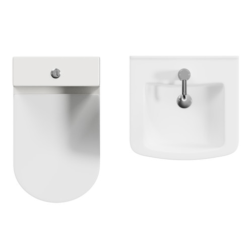 Modena Gloss White 450mm Single Door Vanity Unit and Newbury Open Back Toilet Suite Top View