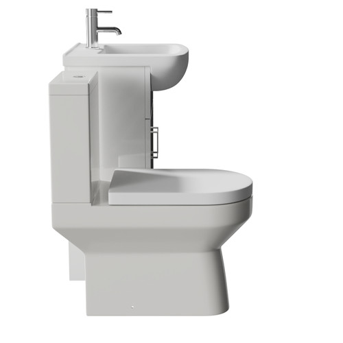 Modena Gloss White 550mm 2 Door Vanity Unit and Newbury Open Back Toilet Suite Side View