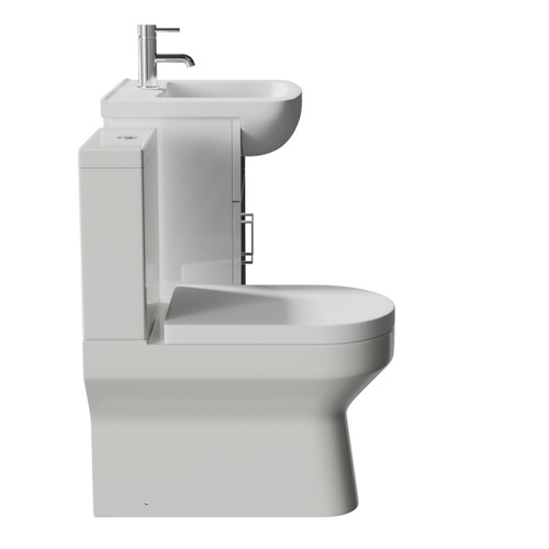 Modena Gloss White 550mm 2 Door Vanity Unit and Newbury Closed Back Toilet Suite Side View