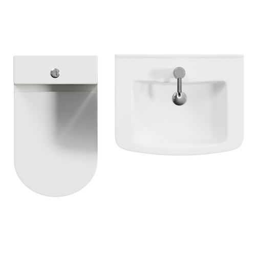 Modena Gloss White 550mm 2 Door Vanity Unit and Newbury Closed Back Toilet Suite Top View