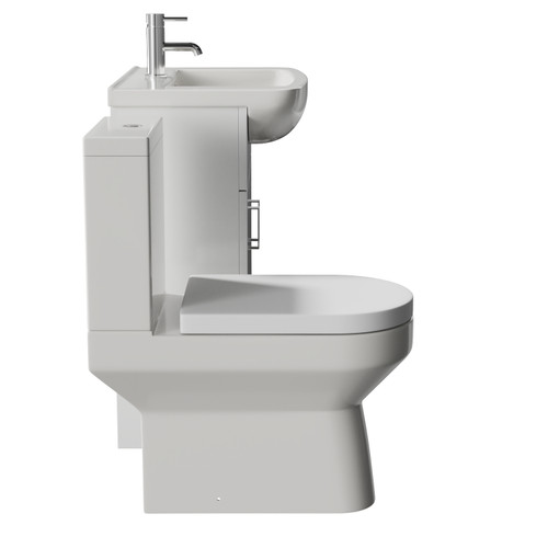 Modena Gloss White 650mm 2 Door Vanity Unit and Newbury Open Back Toilet Suite Side View