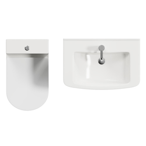 Modena Gloss White 650mm 2 Door Vanity Unit and Newbury Closed Back Toilet Suite Top View