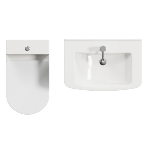 Modena Gloss White 650mm 2 Door Vanity Unit and Newbury Comfort Back Toilet Suite Top View