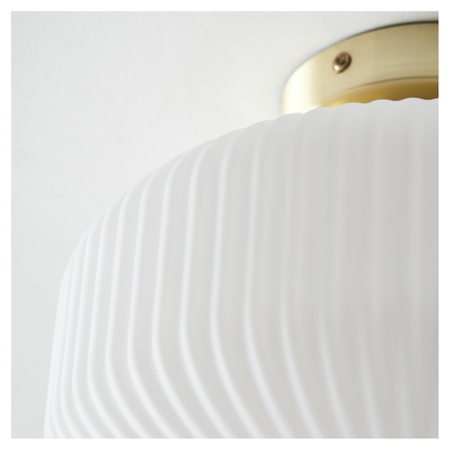 Forum Spa Scala Satin Brass Ribbed Flush Bathroom Light Glass Detail Close Up
