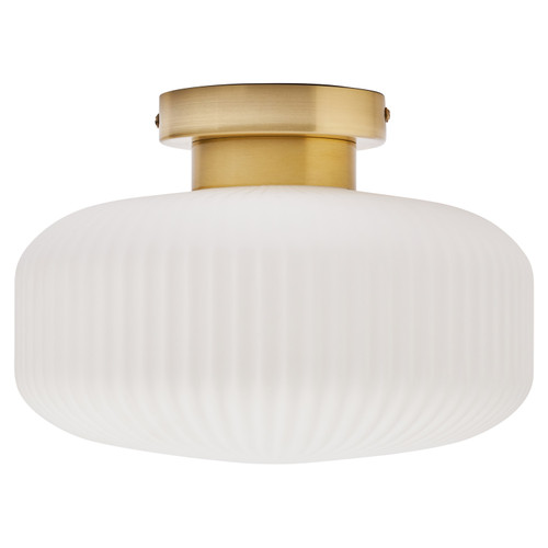 Forum Spa Scala Satin Brass Ribbed Flush Bathroom Light Side View