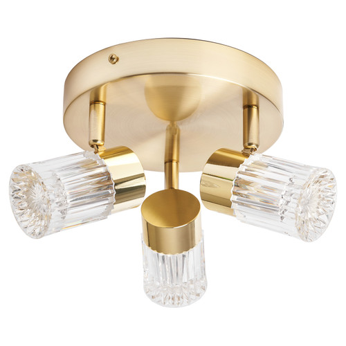 Forum Spa Bizet Satin Brass 3 Light Adjustable Spot Ceiling Plate Front View