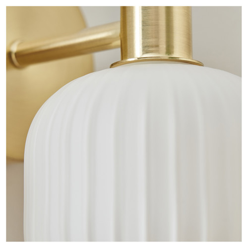 Forum Spa Scala Satin Brass Ribbed Bathroom Wall Light Glass Detail Close Up