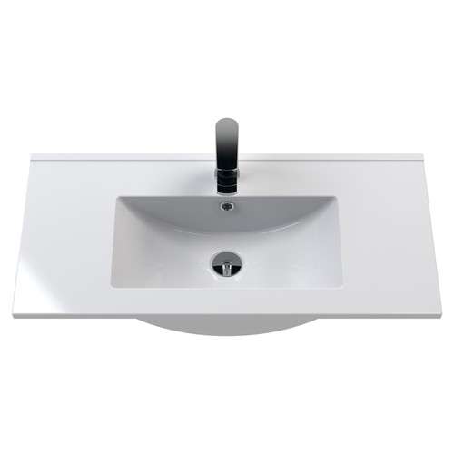 Nuie Athena Anthracite Woodgrain 800mm 2 Drawer Vanity Unit with 18mm Profile Basin - ATH053B Basin