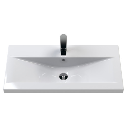Nuie Athena Anthracite Woodgrain 800mm Wall Hung Single Drawer Vanity Unit with 40mm Profile Basin - ATH060A Basin