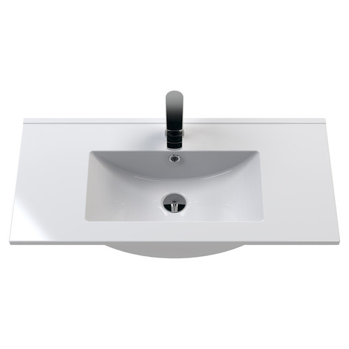 Nuie Athena Anthracite Woodgrain 800mm Wall Hung Single Drawer Vanity Unit with 18mm Profile Basin - ATH060B Basin