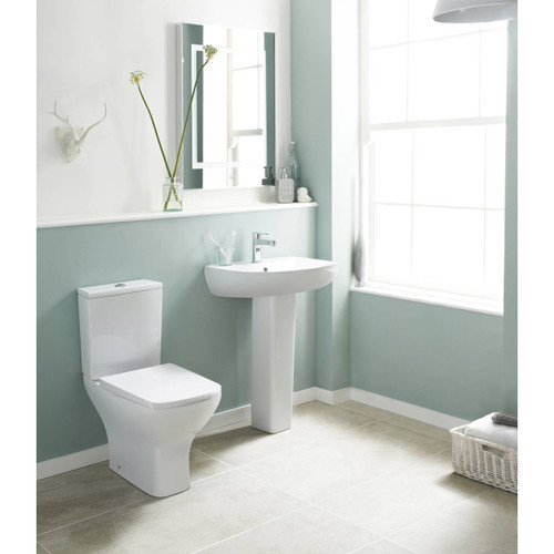 Nuie Ava 545mm Basin with 1 Tap Hole and Full Pedestal - NCG400 Lifestyle View