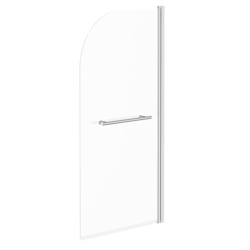 Polished Chrome 770mm Single Section Rounded Corner Bath Shower Screen With Towel Rail - Left View