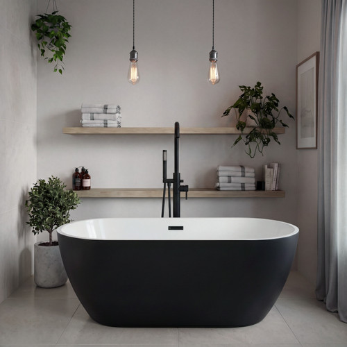 Luxor Black 1650mm x 700mm Double Ended Freestanding Bath Lifestyle