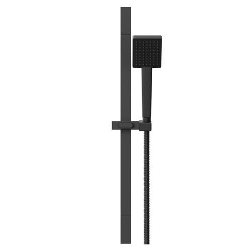 Colore Square Matt Black Square Shower Slide Rail Kit - Front View