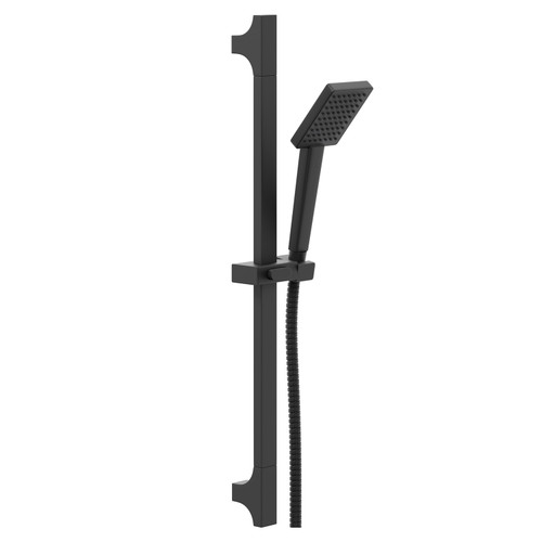 Colore Square Matt Black Square Shower Slide Rail Kit - Left View