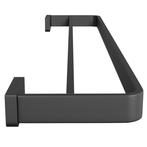 Colore Square Matt Black Wall Mounted Double Towel Rail - Side View