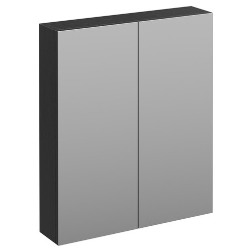 Napoli Nero Oak 600mm Wall Mounted Mirrored Cabinet Left Hand View