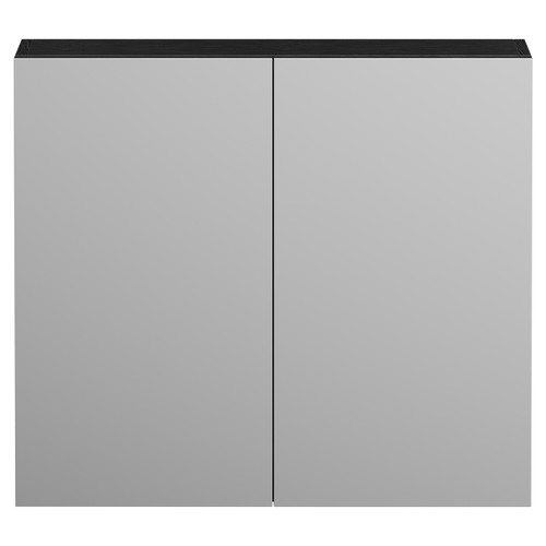 Napoli Nero Oak 800mm Wall Mounted Mirrored Cabinet Front View