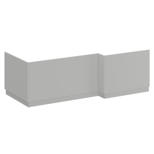 Napoli Gloss Grey Pearl MDF 1700mm L Shaped Front and End Bath Panel Left Hand Side View