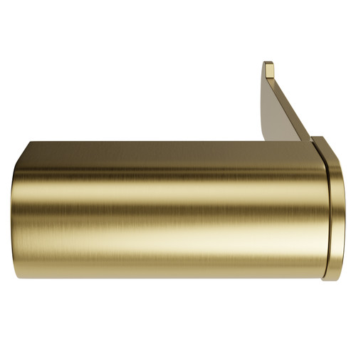 Colore Round Brushed Brass Wall Mounted Toilet Roll Holder Side View