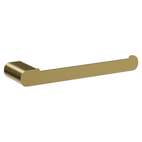 Colore Round Brushed Brass Wall Mounted Towel Rail Left Hand View