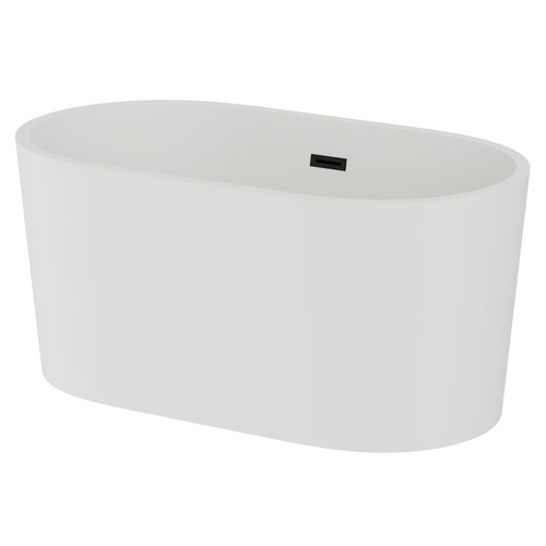 Genoa Matt White 1500mm x 750mm Double Ended Freestanding Bath with Black Waste Right Hand View