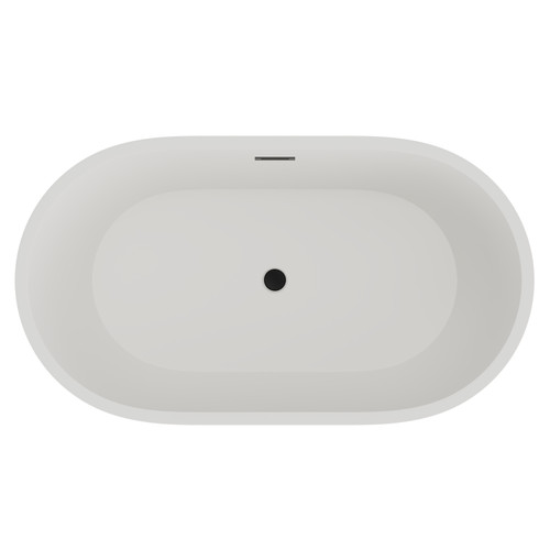 Genoa Matt White 1500mm x 750mm Double Ended Freestanding Bath with Black Waste View from Top