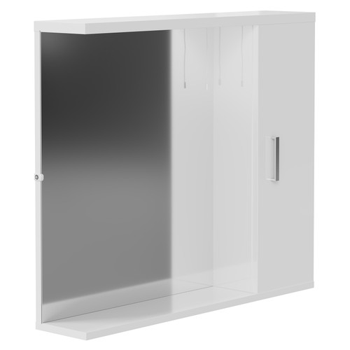 Modena 850mm X 750mm Downlit Vanity Mirror With Storage - Left View