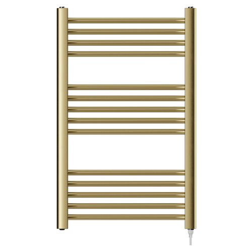 Colore Brushed Brass 800mm x 500mm Straight Electric Heated Towel Rail Front View
