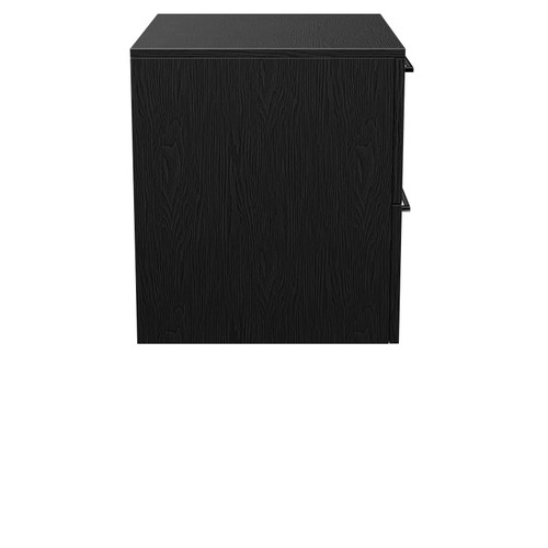 Napoli Nero Oak 600mm Wall Mounted Vanity Unit for Countertop Basins with 2 Drawers and Polished Chrome Handles Side View