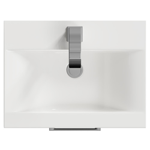Napoli Nero Oak 500mm Wall Mounted Vanity Unit with 1 Tap Hole Basin and Single Drawer with Polished Chrome Handle Top View