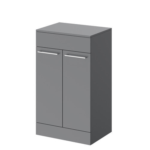 Napoli Gloss Grey 500mm Floor Standing Vanity Unit for Countertop Basins with 2 Doors and Polished Chrome Handles Right Hand Side View