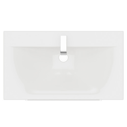 Napoli Gloss Grey Pearl 800mm Wall Mounted Vanity Unit with 1 Tap Hole Basin and 2 Drawers with Polished Chrome Handles Top View from Above