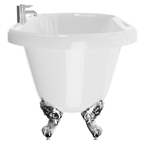 Windsor 1795mm x 785mm Double Ended Freestanding Roll Top Bath with Chrome Claw Feet View from Side