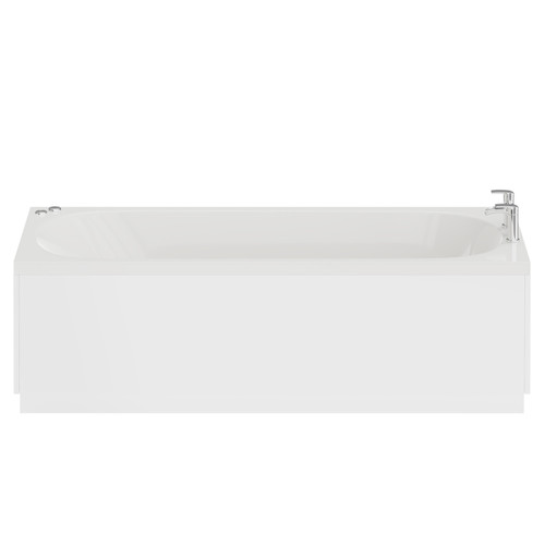 Compact 1600mm x 700mm 12 Jet Chrome V-Tec Single Ended Whirlpool Bath Front View