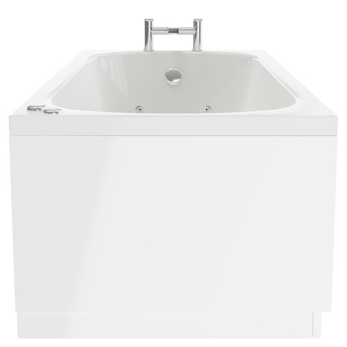 Compact 1600mm x 700mm 12 Jet Chrome V-Tec Single Ended Whirlpool Bath Side View