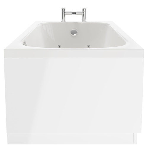 Compact 1600mm x 700mm 12 Jet Chrome Flat Jet Single Ended Whirlpool Bath Side View