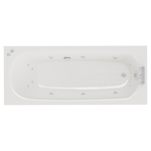 Monte Carlo 1700mm x 700mm 12 Jet Chrome V-Tec Textured Base Anti Slip Single Ended Whirlpool Bath View from Above