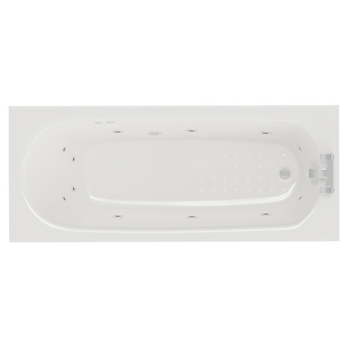 Monte Carlo 1700mm x 700mm 12 Jet Chrome Flat Jet Textured Base Anti Slip Single Ended Whirlpool Bath View from Above