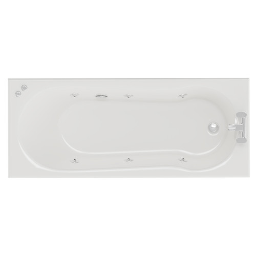 Keyhole 1700mm x 800mm 6 Jet Chrome V-Tec Single Ended Whirlpool Shower Bath View from Above