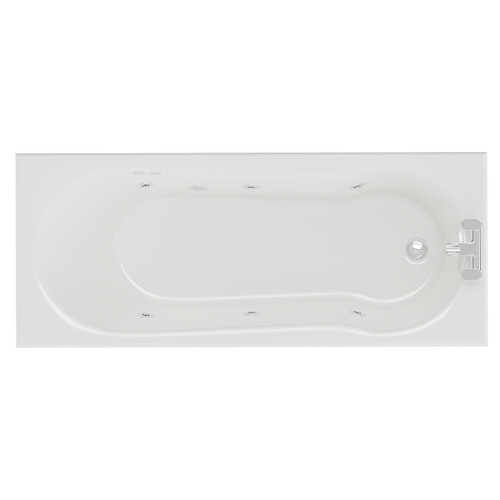 Keyhole 1700mm x 800mm 6 Jet Chrome Flat Jet Single Ended Whirlpool Shower Bath View from Above