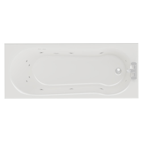 Keyhole 1700mm x 700mm 12 Jet Chrome Flat Jet Single Ended Whirlpool Shower Bath View from Above