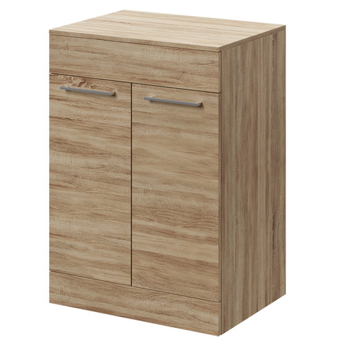 Napoli Bordalino Oak 600mm Floor Standing Vanity Unit for Countertop Basins with 2 Doors and Polished Chrome Handles Right Hand View
