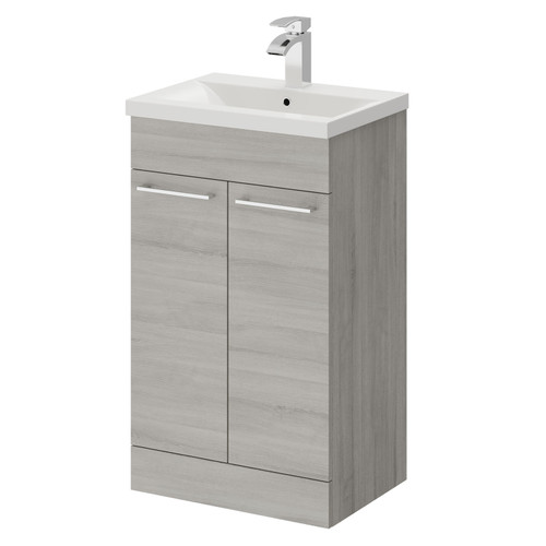 Napoli Molina Ash 500mm Floor Standing Vanity Unit with 1 Tap Hole Basin and 2 Doors with Polished Chrome Handles Right Hand Side View